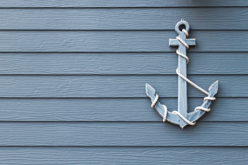 Anchor on blue wall